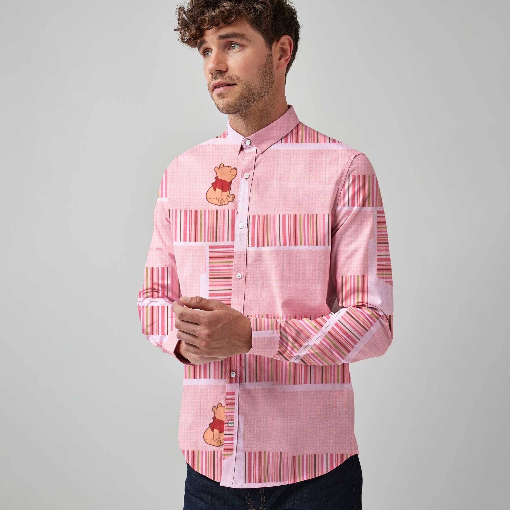 New Fashion Men's Panel Design Printed Casual Shirt