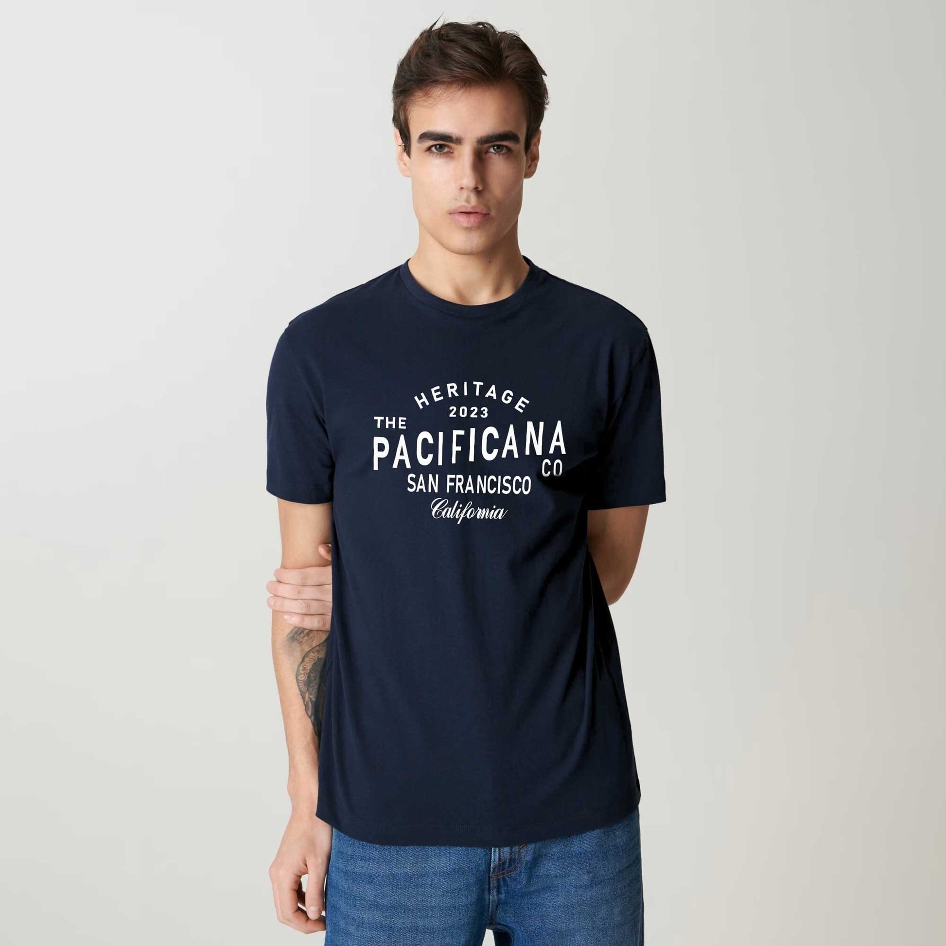 Polo Republica Men's The Pacificana Printed Crew Neck Tee Shirt Men's Tee Shirt Polo Republica Navy S 