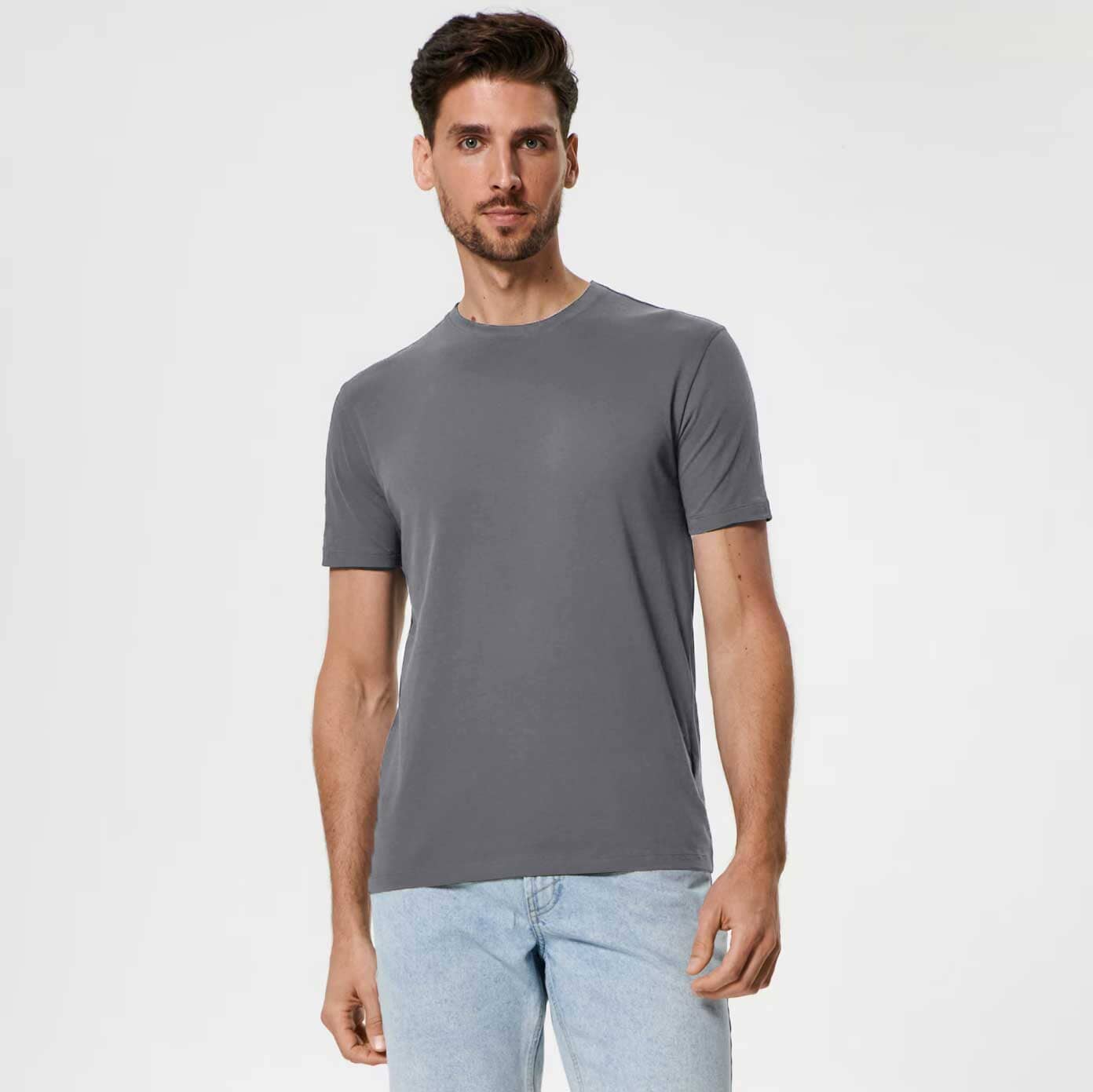 Polo Republica Men's Essentials Basic Crew Neck Tee Shirt Men's Tee Shirt Polo Republica Stone Grey S 