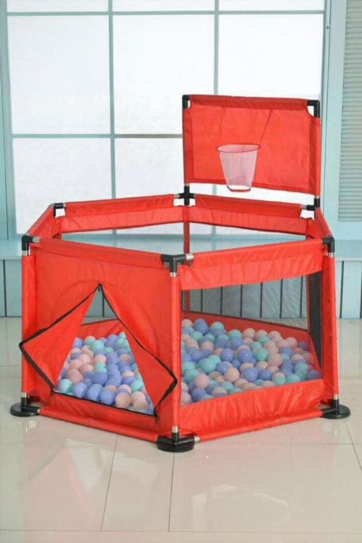 Kid's Foldable Playpen Tent With Basketball Hoop Play Tent Shaoxing Shangqu im&ex Co.,ltd Red 