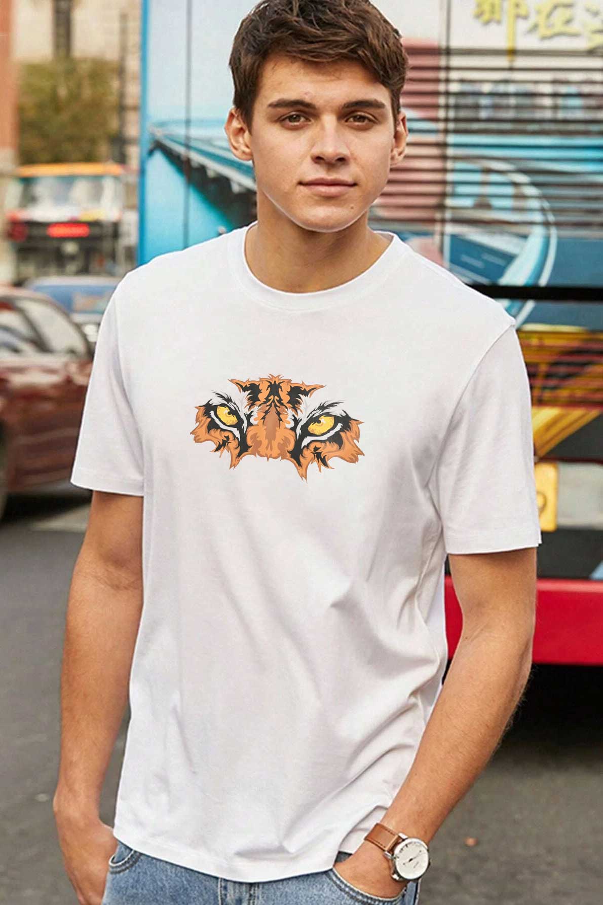 Polo Republica Men's Tiger Printed Crew Neck Tee Shirt Men's Tee Shirt Polo Republica 