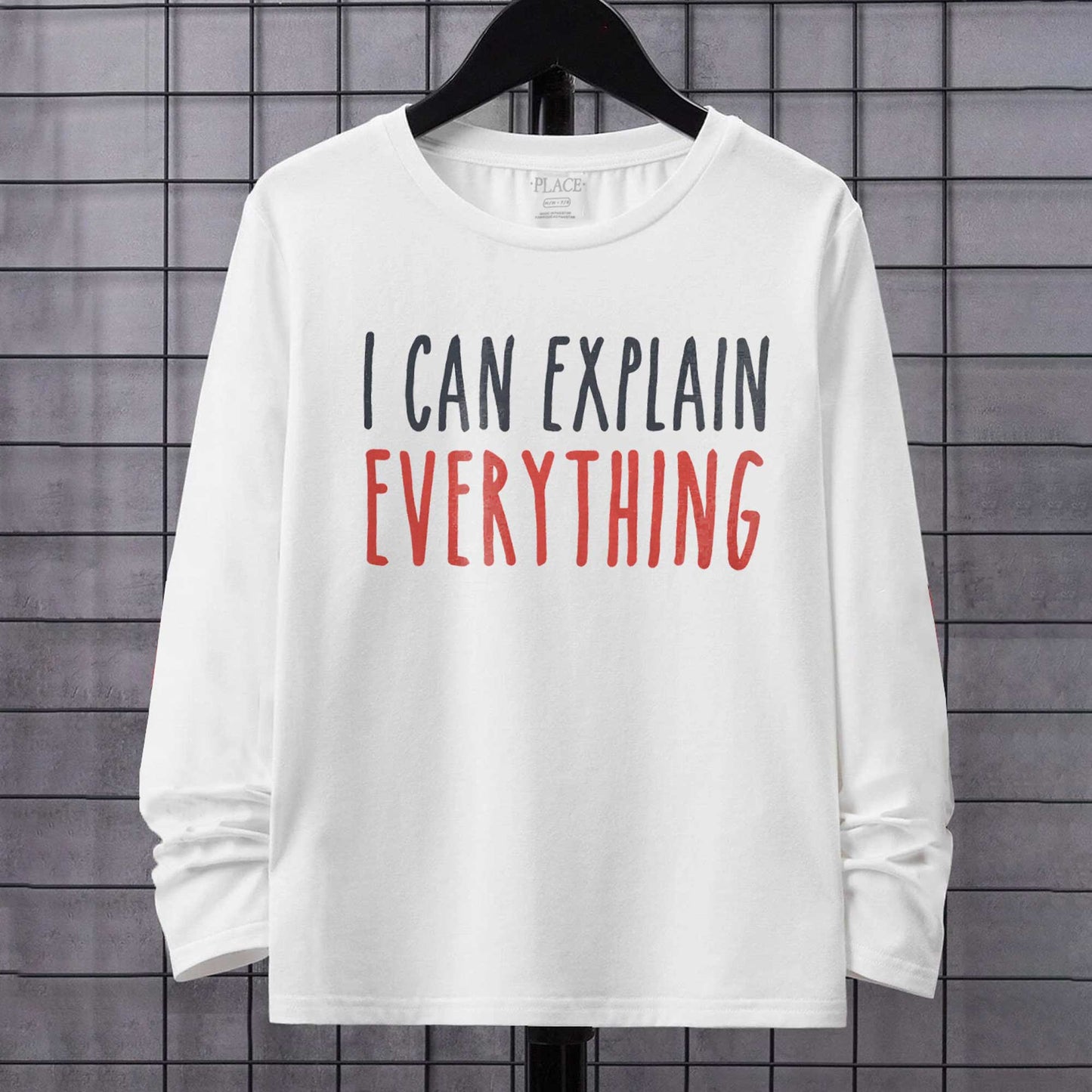 Place Kid's I Can Explain Every Thing Printed Tee Shirt Boy's Tee Shirt SNC White 3T 