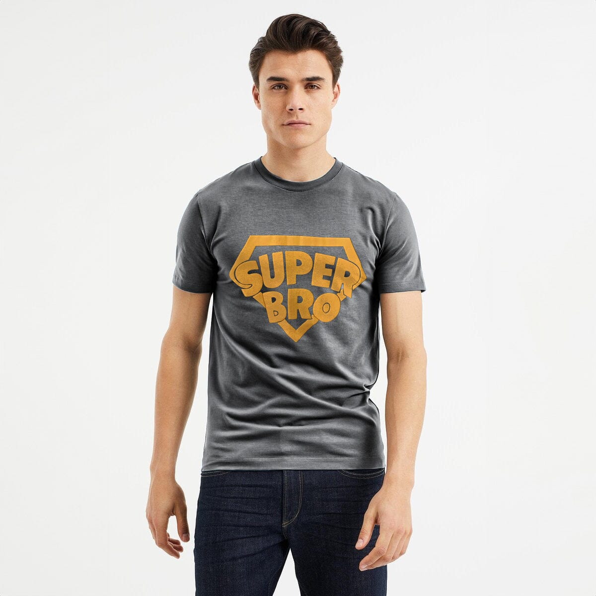 Range Men's Super Bro Printed Crew Neck Tee Shirt Men's Tee Shirt SNC Grey S 