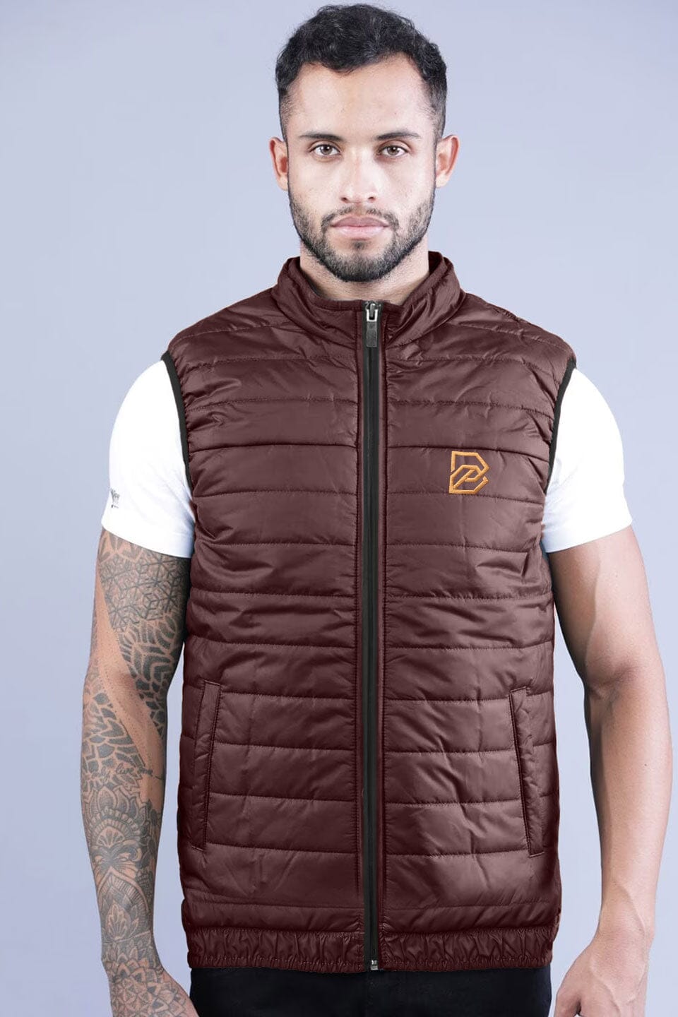 Burnt Soul Men's B Embroidered Body Warmer Puffer Gilet Men's Gilet IBT 