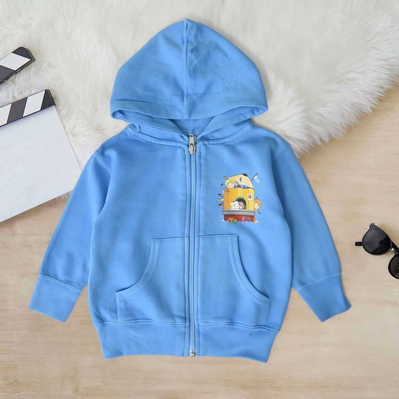 Rabbit Skins Kid's Printed Zipper Hoodie kid's Zipper Hoodie SNR Aqua Blue 6 Months 