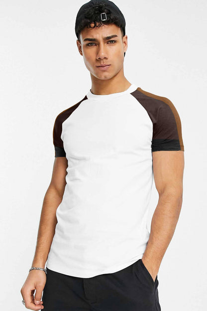 Seoul Men's Contrast Panel Style Raglan Sleeve Tee Shirt