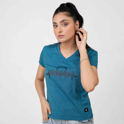 Madamadam Embellish Logo Women's V Neck Tee Shirt Women's Tee Shirt MADAMADAM Zinc S 