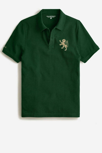 Polo Republica Men's Regal Lion Embroidered Short Sleeve Polo Shirt Green