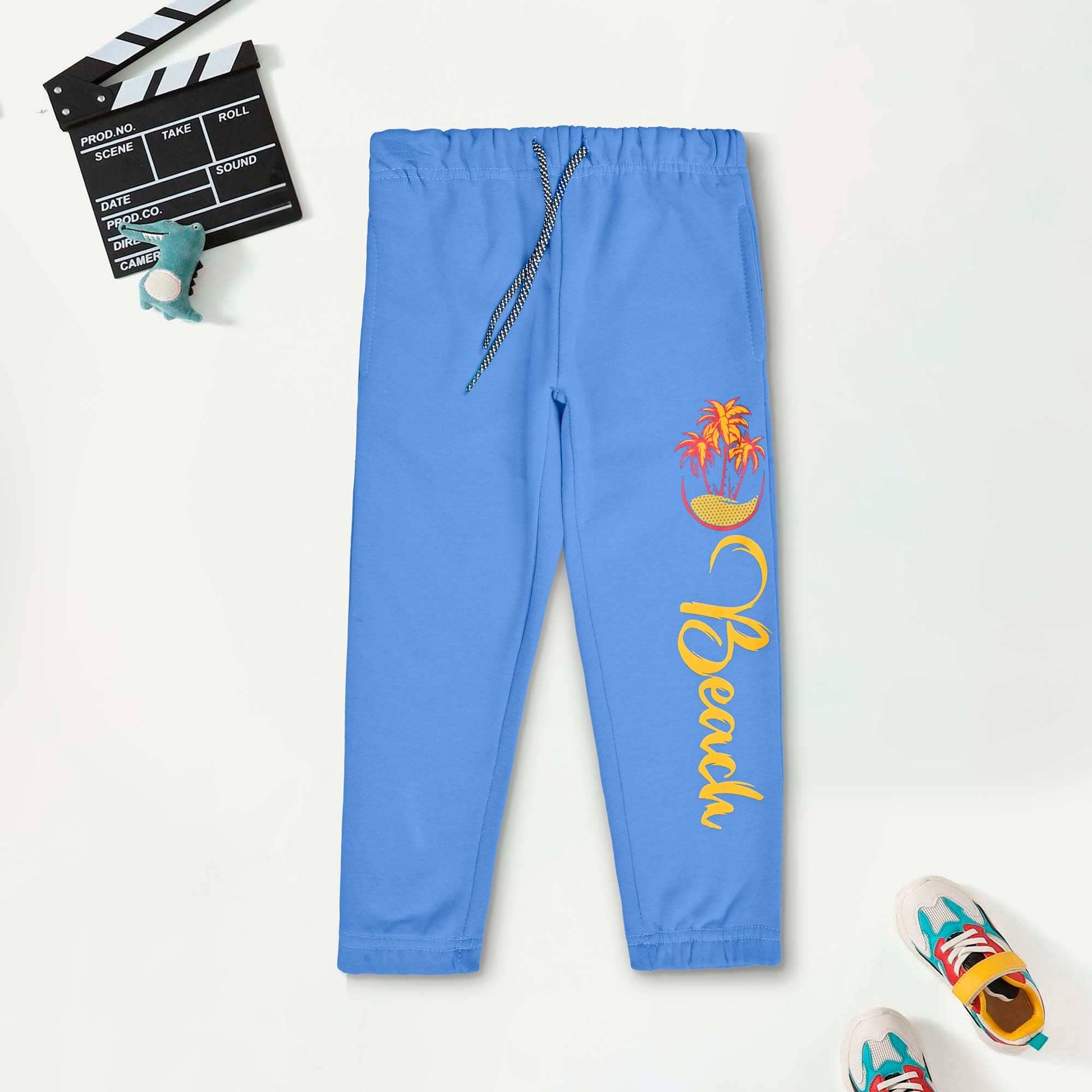 Max 21 Kid's Beach Printed Fleece Jogger Pants Boy's Trousers SZK Blue 3-4 Years 