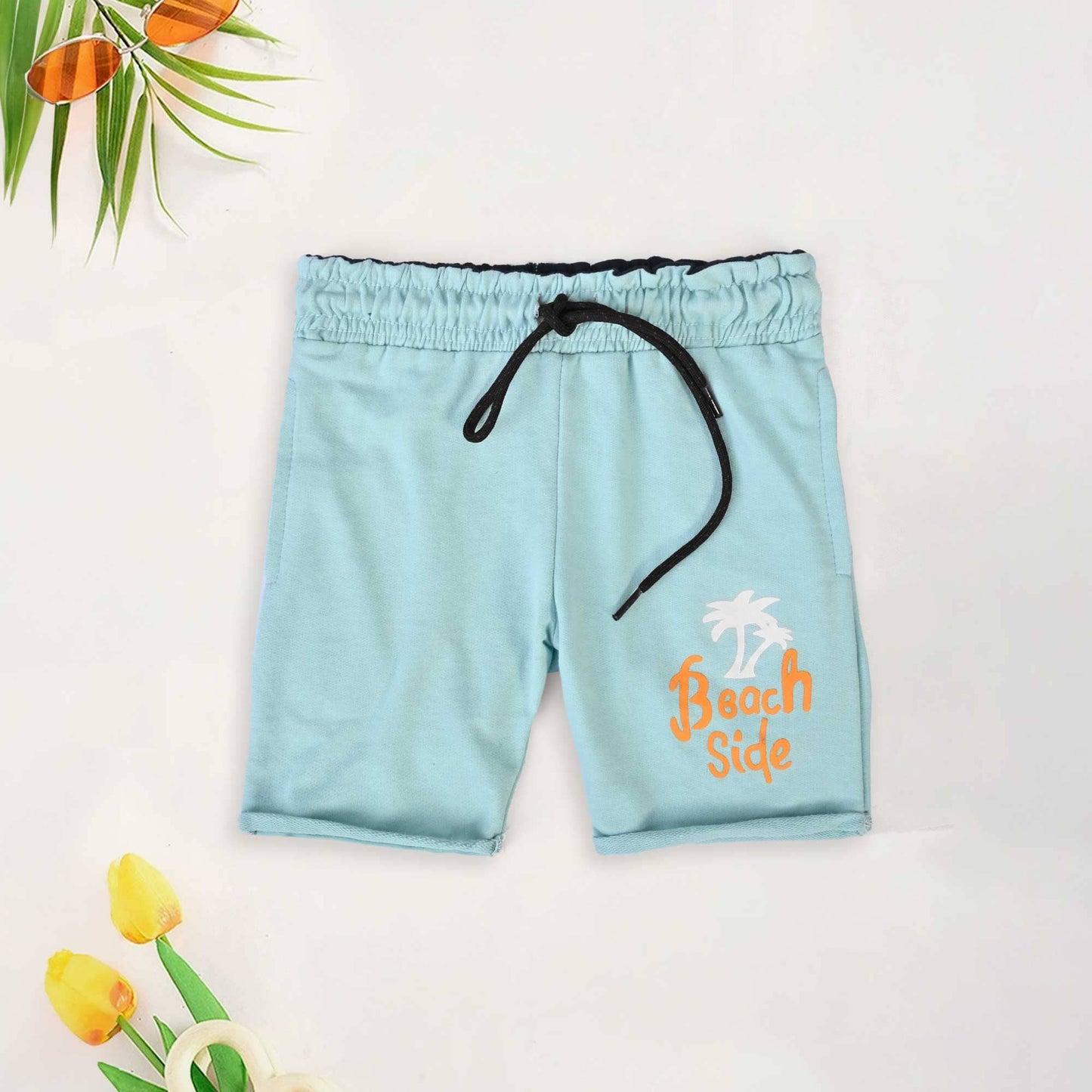 Minoti Kid's Beach Side Printed Terry Shorts Kid's Shorts SZK Light Turquoise 3-4 Years 