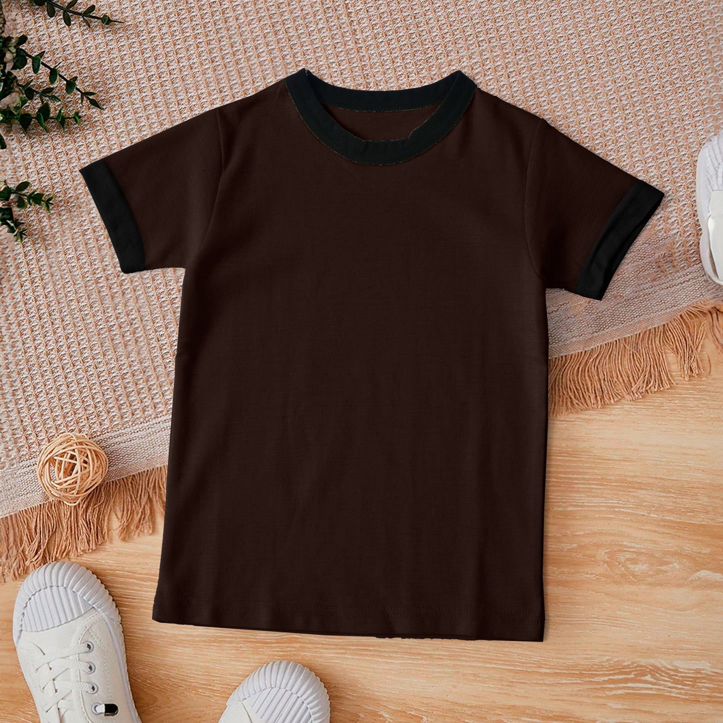 Kid's Crew Neck Minor Fault Tee Shirt Kid's Tee Shirt IBT Brown 9-12 Months 