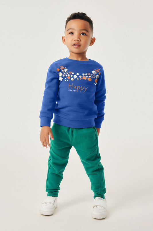 Kid's Floral Printed Happy Little One Fleece Sweat Shirt Kid's Sweat Shirt SNR 