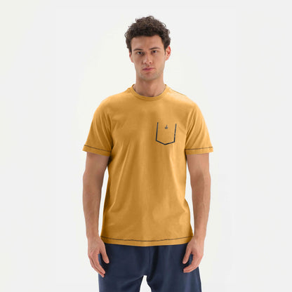 AH Men's Pocket Printed Style Classic Tee Shirt Men's Tee Shirt SZK Mustard S 