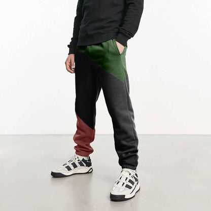 MAX 21 Men's Contrast Design Betim Sweat Pants Men's Trousers SZK Black & Bottle Green S 