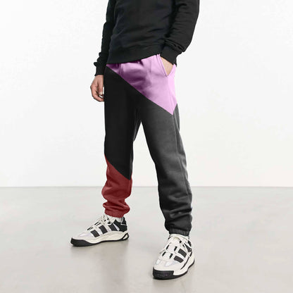 MAX 21 Men's Contrast Design Betim Sweat Pants Men's Trousers SZK Black & Purple S 