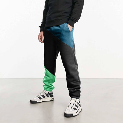 MAX 21 Men's Contrast Design Betim Sweat Pants Men's Trousers SZK Black & Teal S 