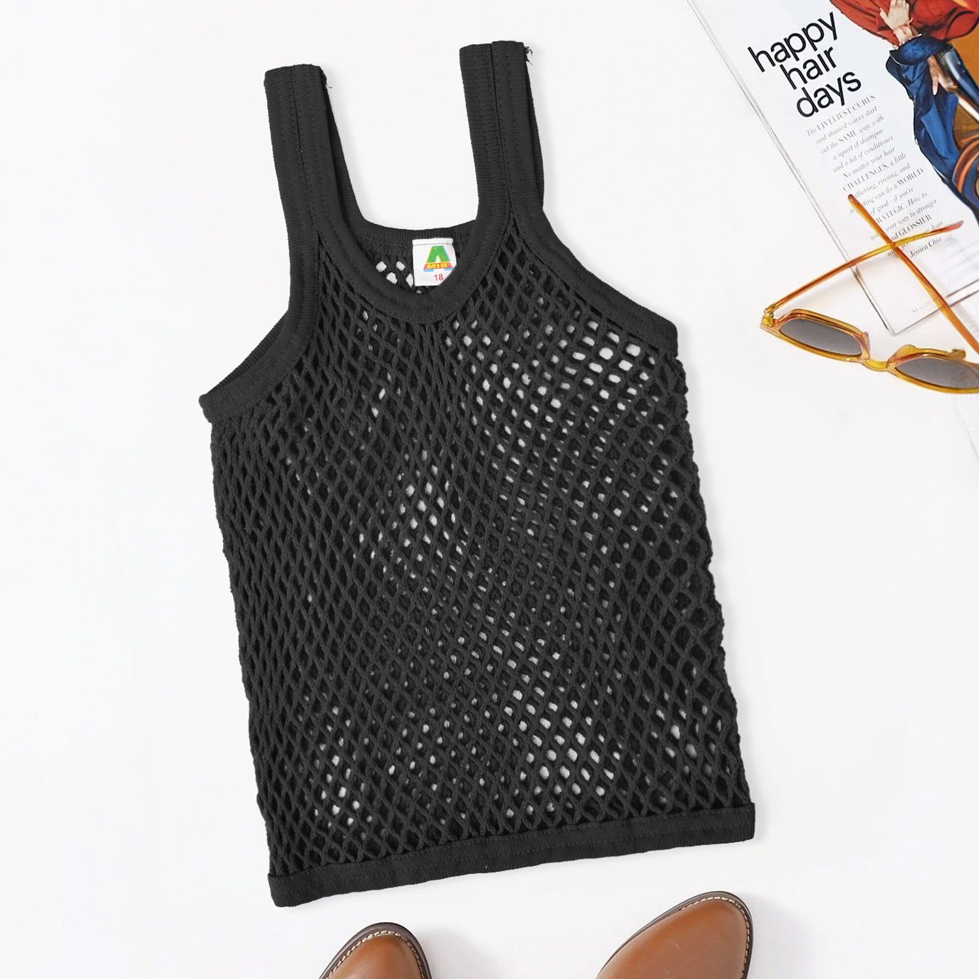 Kid's Knitted Net Sleeveless Sando Vest