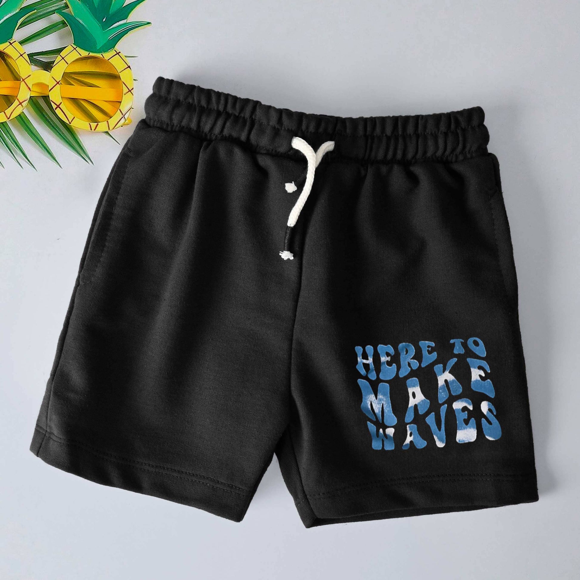 Tiny Teen Baby Kid's Here To Make Waves Printed Minor Fault Shorts Kid's Shorts SNR Black 6-9 Months 