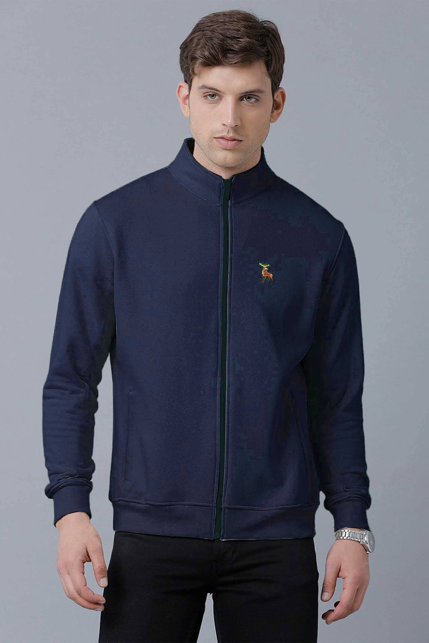 Polo Republica Men's Moose Embroidered Fleece Zipper Jacket Men's Jacket Polo Republica 