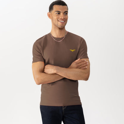 Eternity Men's Logo Embroidered Crew Neck Classic Tee Shirt Men's Tee Shirt ETY Brown S 