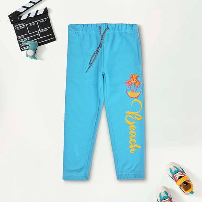 Max 21 Kid's Beach Printed Fleece Jogger Pants Boy's Trousers SZK Aqua Blue 3-4 Years 