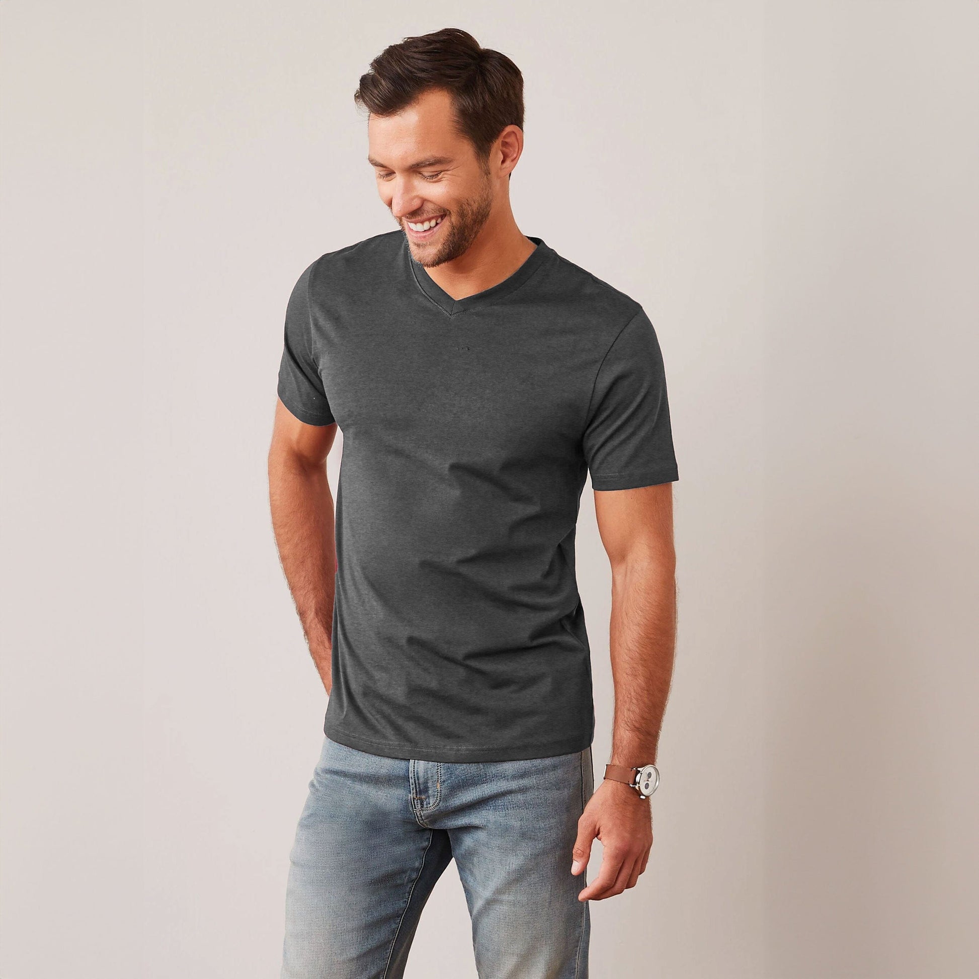 Beverly Hills Men's V Neck Minor Fault Tee Shirt Men's Tee Shirt HAS Apparel Charcoal S 