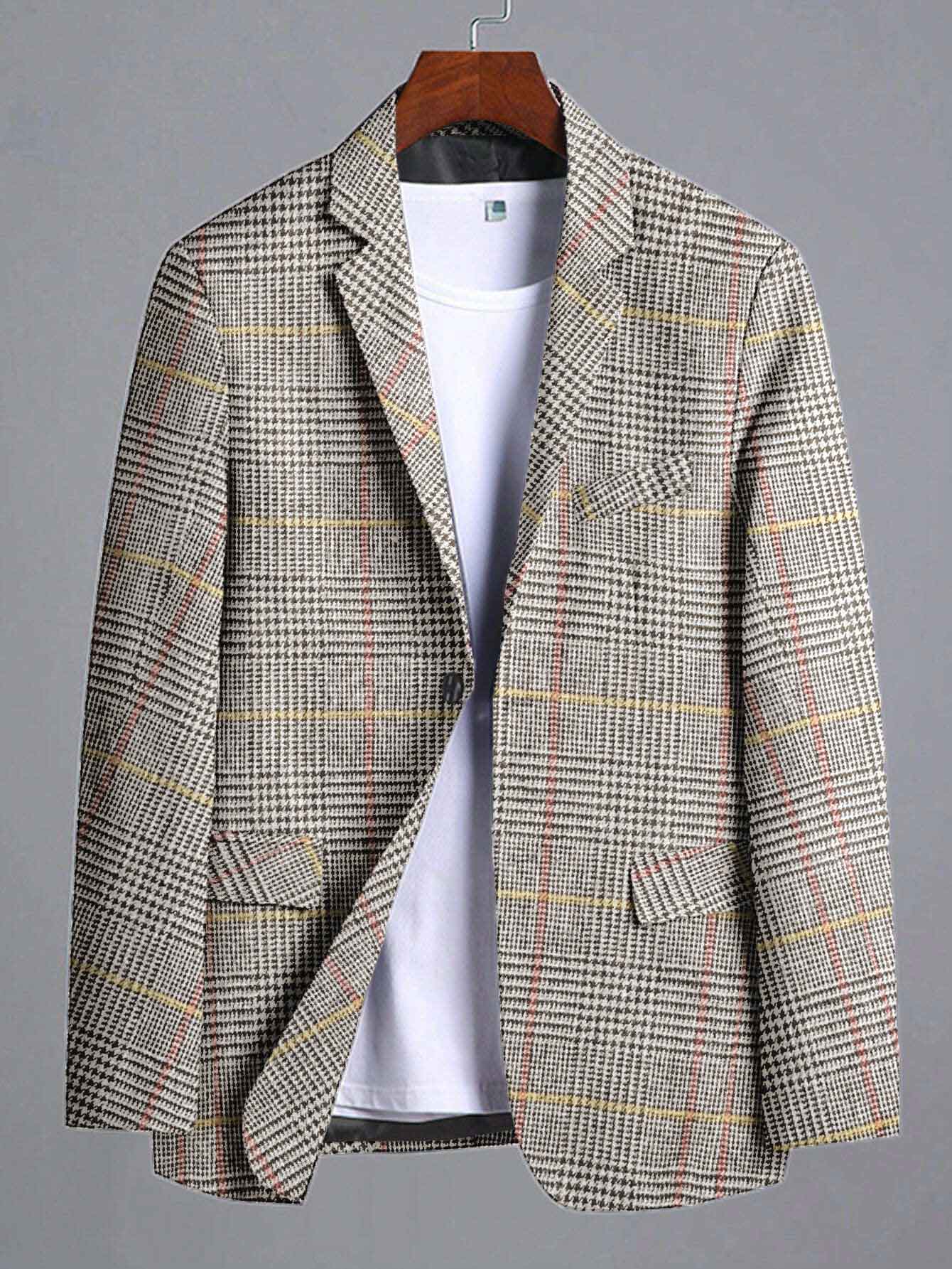 Fashion Men s Gingham Style Winter Blazer