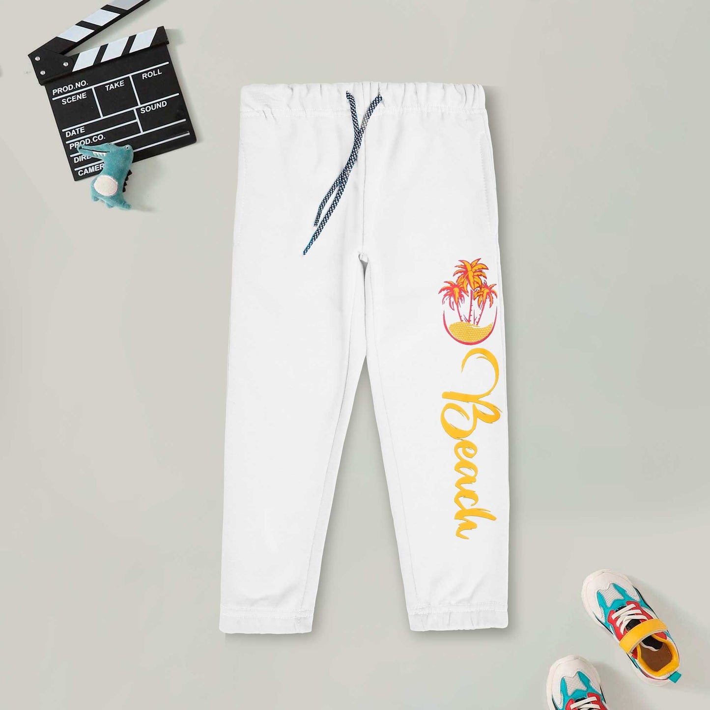 Max 21 Kid's Beach Printed Fleece Jogger Pants Boy's Trousers SZK White 3-4 Years 