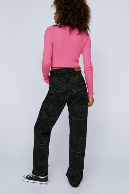 Nasty Gal Women's Devon Retro Floral Denim Women's Denim HAS Apparel 