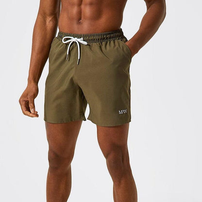 BM Men's Logo Embroidered Activewear Swim Shorts Men's Shorts Umer A Latif Olive XS 