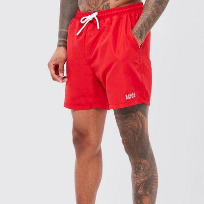 BM Men's Logo Embroidered Activewear Swim Shorts Men's Shorts Umer A Latif Red XS 