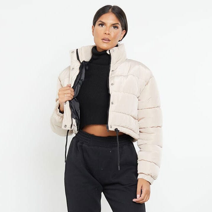 Rising Women's Padded Puffer Crop Jacket Women's Jacket Rooshani Enterprises Cream XS 