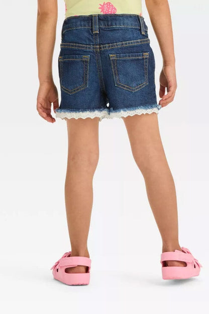 C&J Girl's Lace Bottom Denim Shorts Girl's Shorts HAS Apparel 