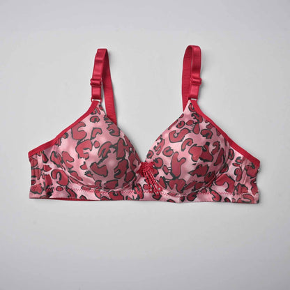 Jiacoo Women's Leopard Printed Push Up Padded Bra Women's Lingerie SRL Magenta 30 