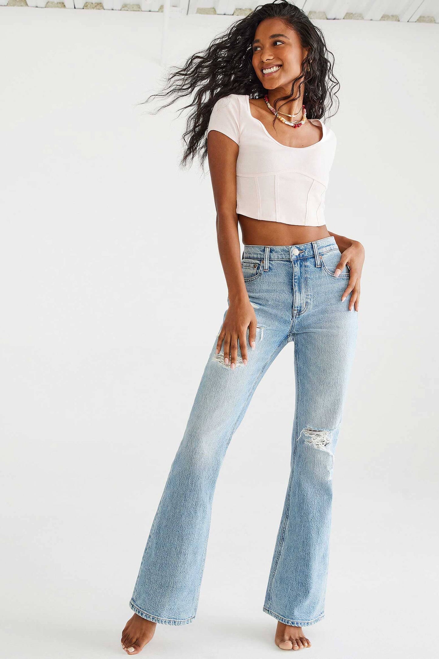 Aeropostale Women's Distressed Style Flare Denim Women's Denim SNR 