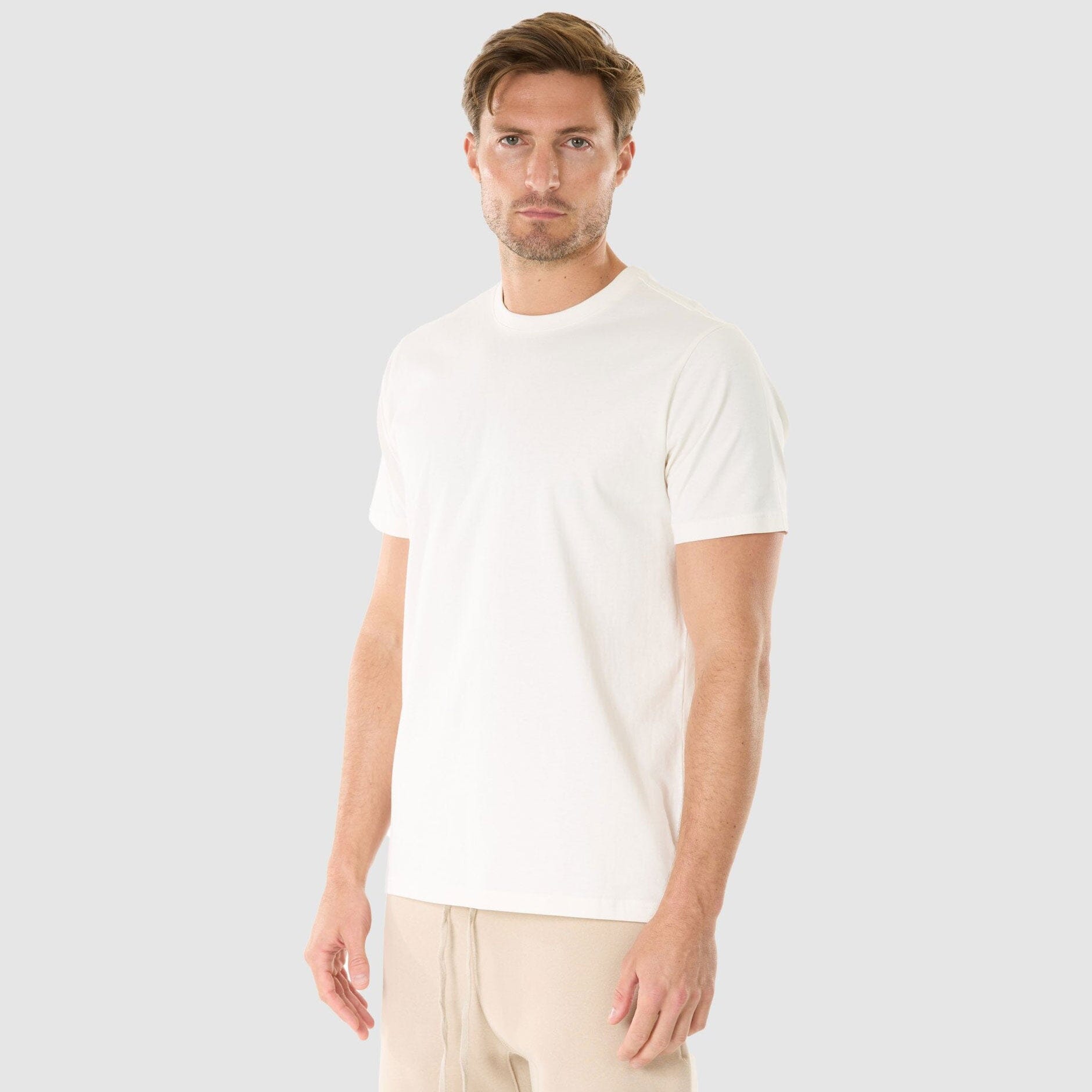 GW Men's Plain Crew Neck Classic Tee Shirt Men's Tee Shirt Minhas Garments Cream XS 