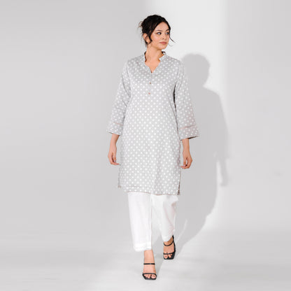 Hud Hud Women's Dots Printed V Neck Style Stitched Kurti Women's Kurti MHJ 