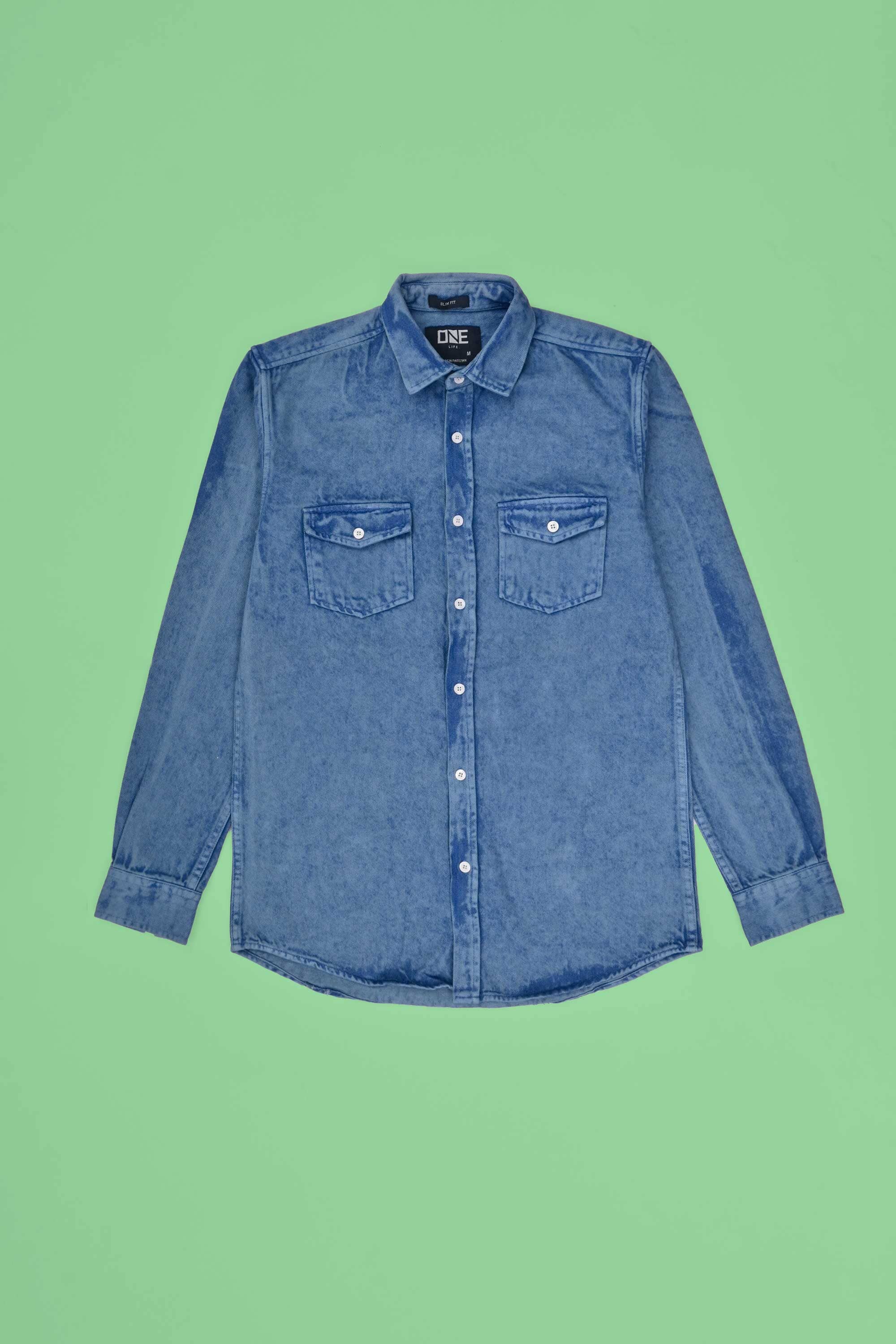 Western faded blue denim shirt | The Kooples