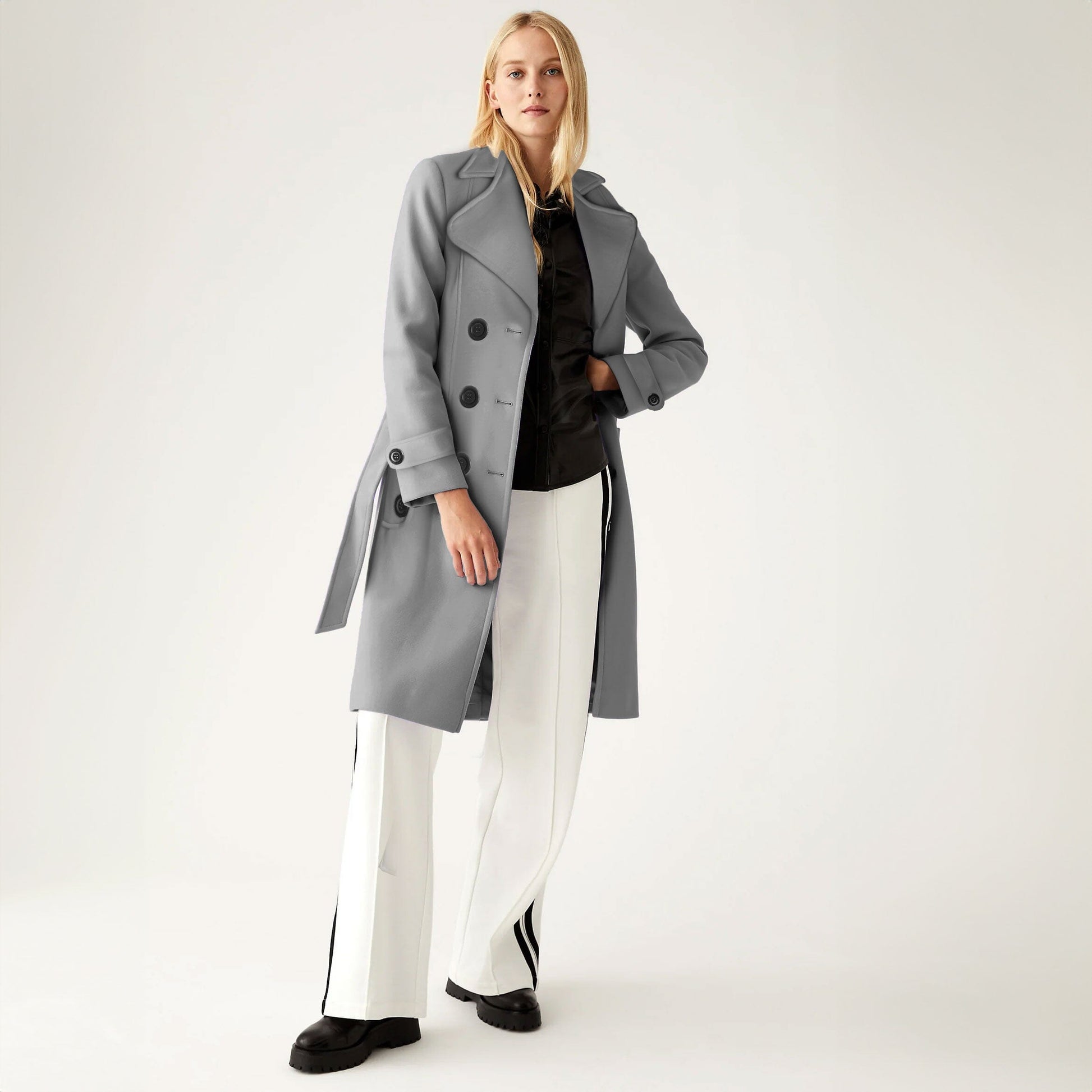 Rising Women's Fleece Trench Coat Women's Jacket Rooshani Enterprises Grey S 