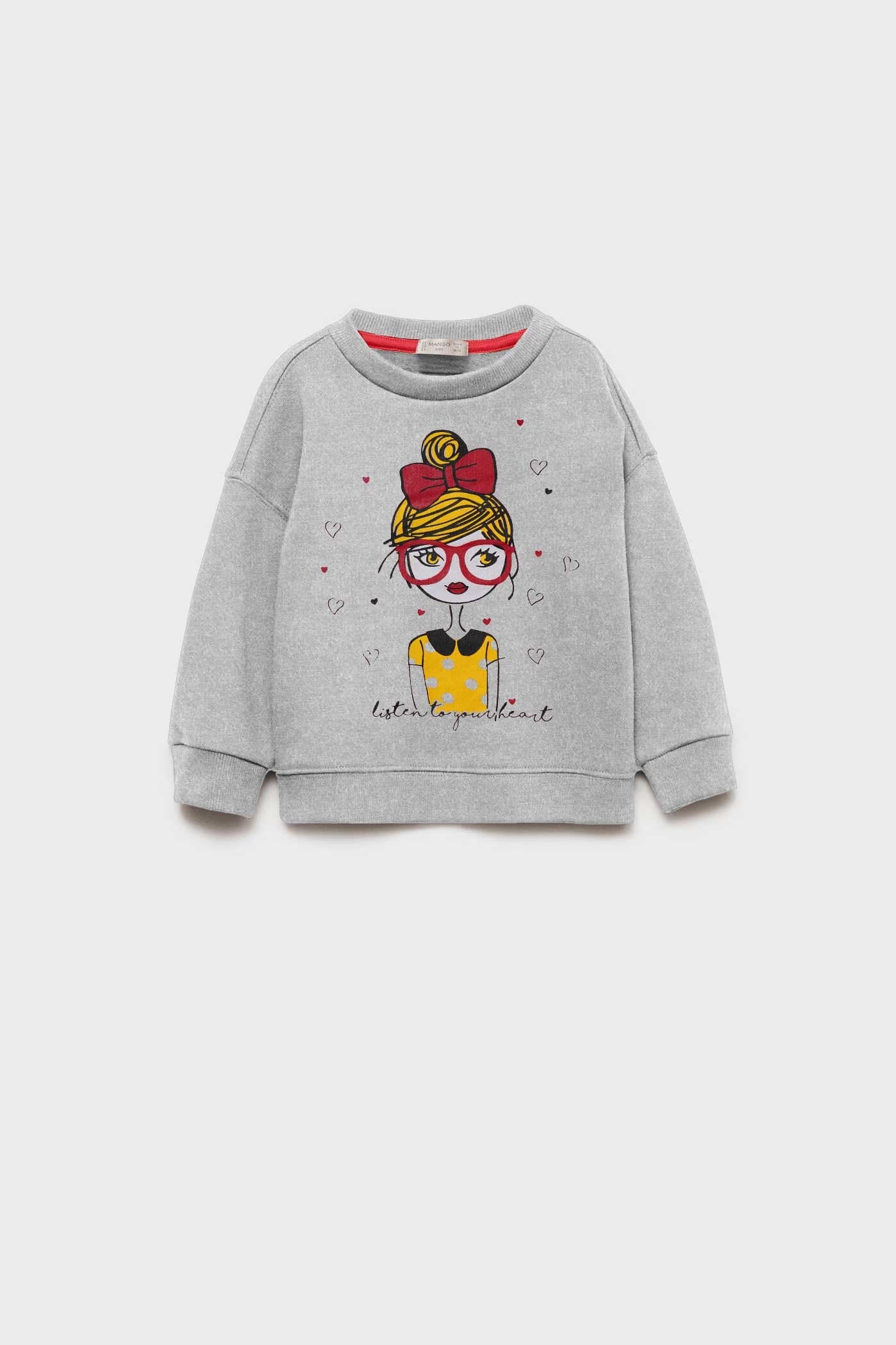 MNG Girl's Listen To Your Heart Printed Sweatshirt Girl's Sweat Shirt Yasir Bin Asad Grey 1-2 Years 