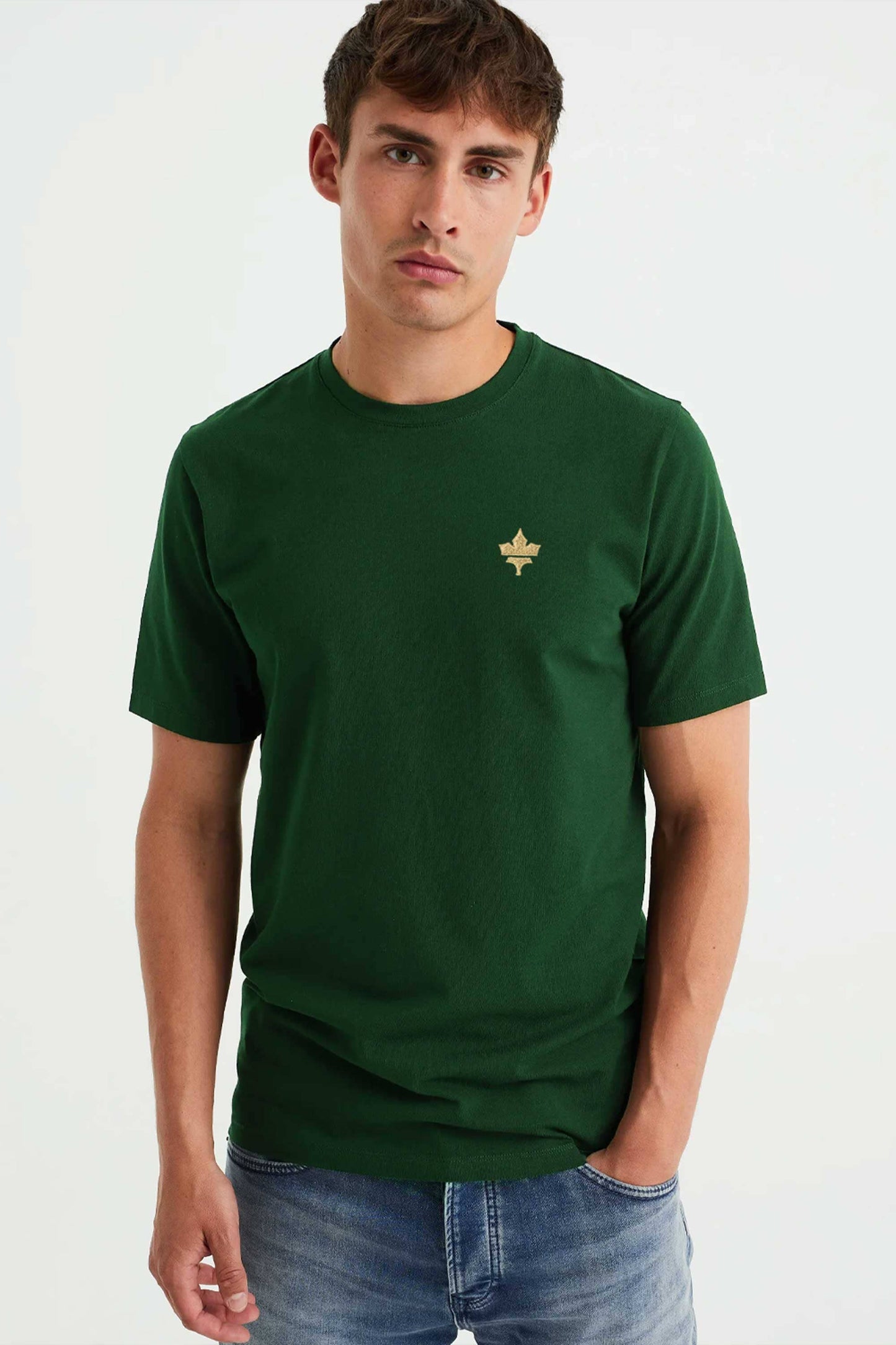 Polo Republica Men's Maple Leaf Embroidered Crew Neck Tee Shirt Men's Tee Shirt Polo Republica 