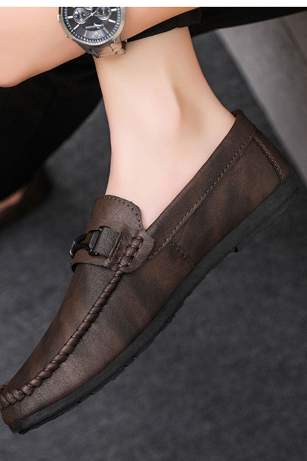 Men's Metallic Buckle Textured Loafers Men's Shoes Shaoxing Shangqu im&ex Co.,ltd 