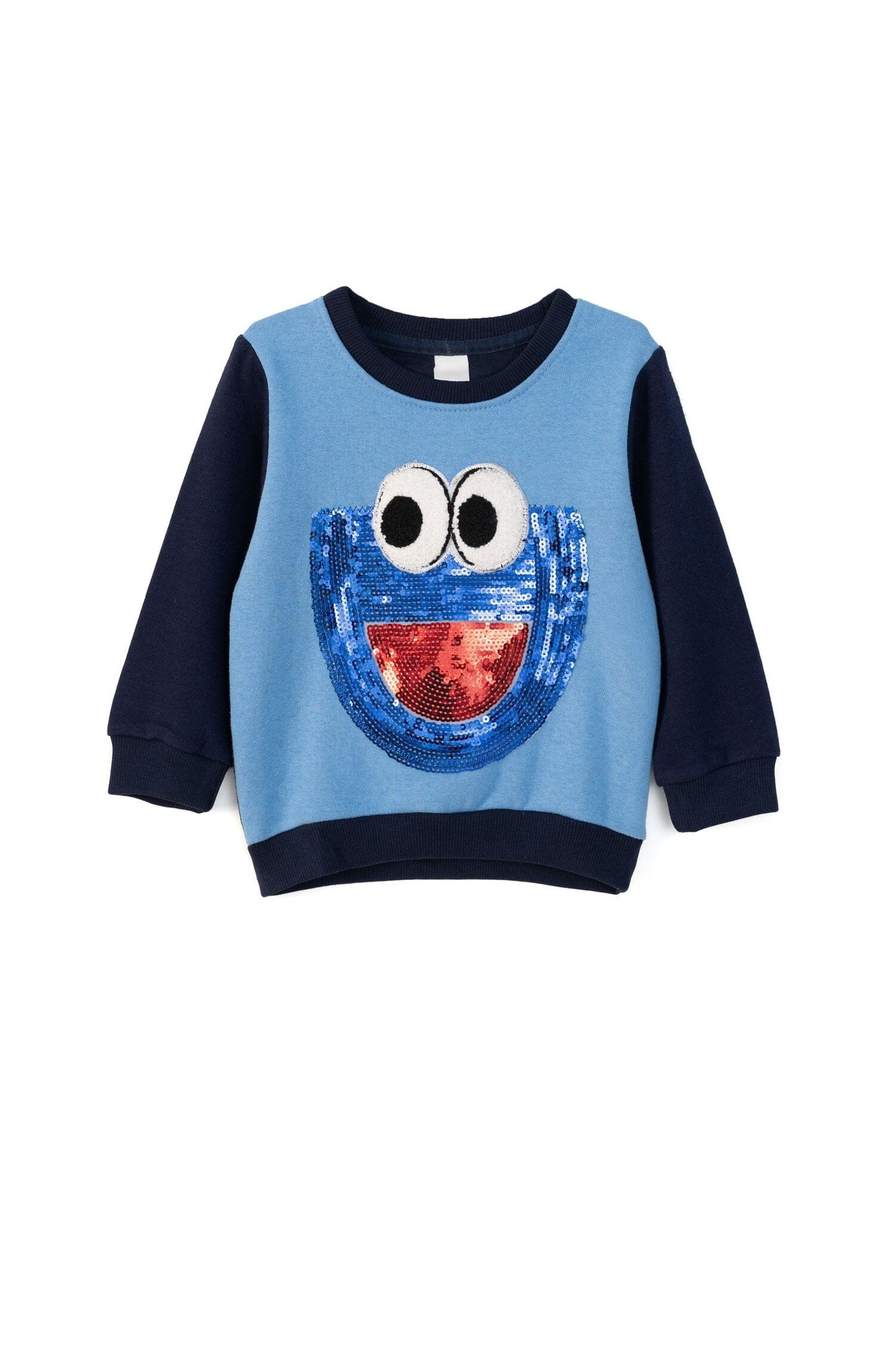 Kid's Maamba Monster Sequin Fleece Sweat Shirt Kid's Sweat Shirt Salman Rahim Navy & Sky 6-9 Months 