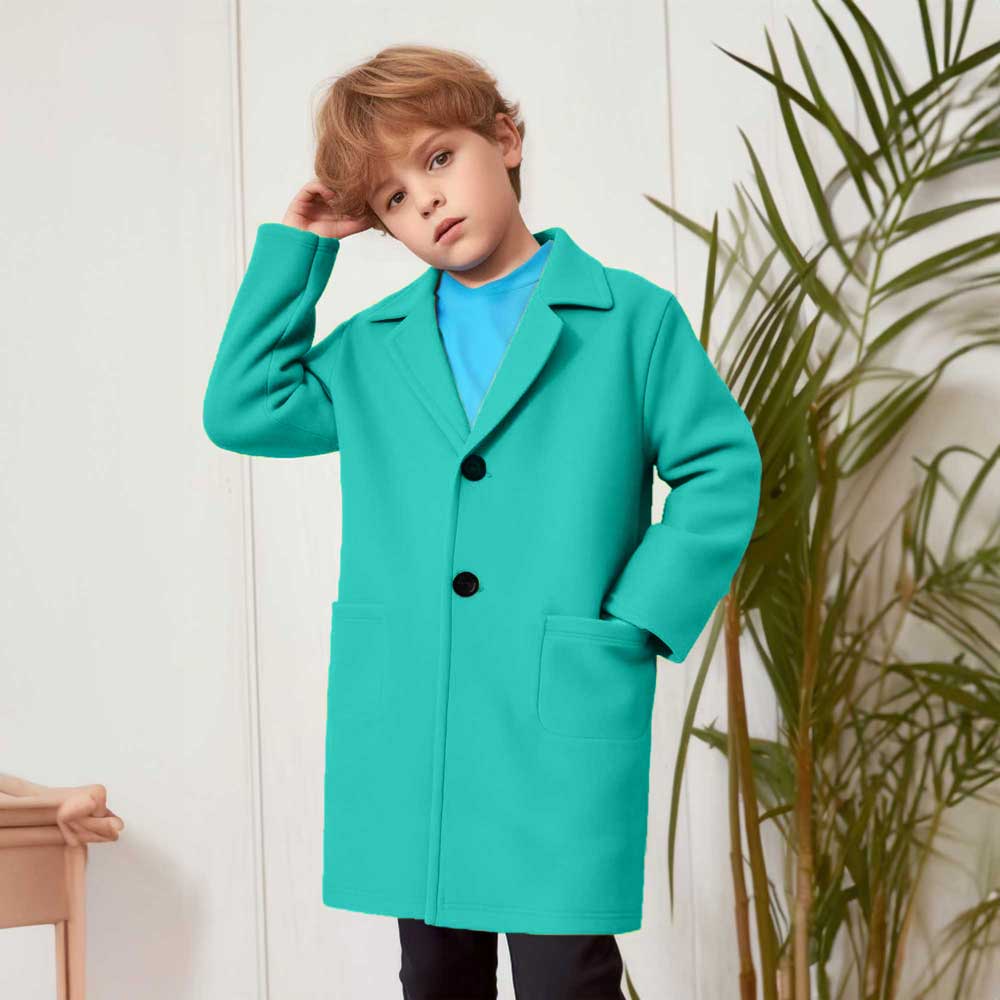 Polo Republica Kid's Winter Fleece Long Coat Boy's Jacket Polo Republica Aqua Green 2-3 Years 