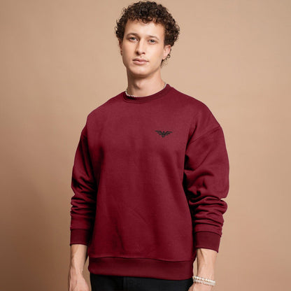 Eternity Premium Men's Logo Embroidered Sweat Shirt Men's Sweat Shirt ETY Maroon S 