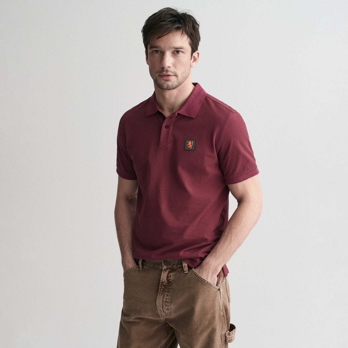 Polo Republica Men's LEO Rubber Badge Polo Shirt Men's Polo Shirt Polo Republica Maroon S 