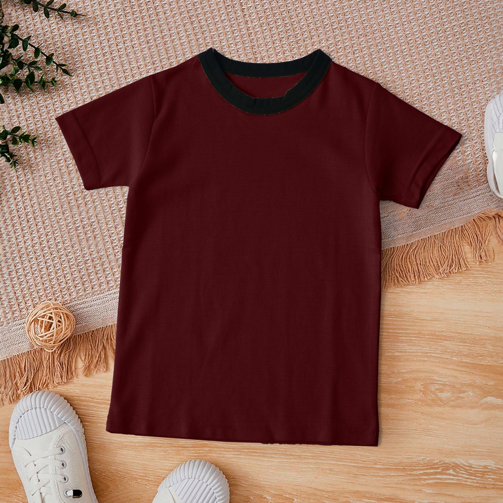 Kid's Crew Neck Minor Fault Tee Shirt Kid's Tee Shirt IBT Maroon 9-12 Months 