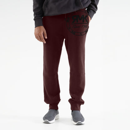 Men's RMK Printed Fleece Joggers Pants Men's Jogger Pants SZK Burgundy & Black XS 