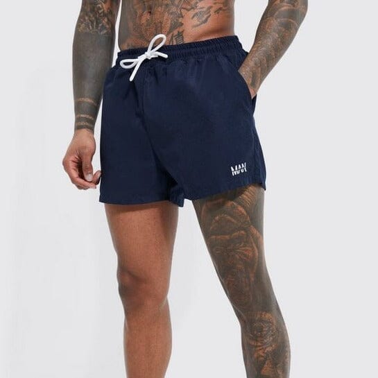 BM Men's Logo Embroidered Minor Fault Activewear Swim Shorts Men's Shorts Umer A Latif Navy XS 