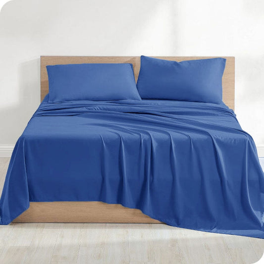 Sleep World Leuven Plain Solid Design Queen Bed Sheet Bed Sheet ST Blue Queen (95x102 Inches) 